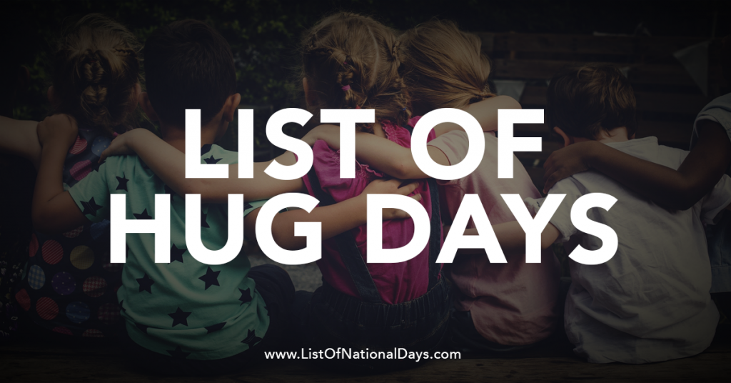 Title image for the list of national hug days.